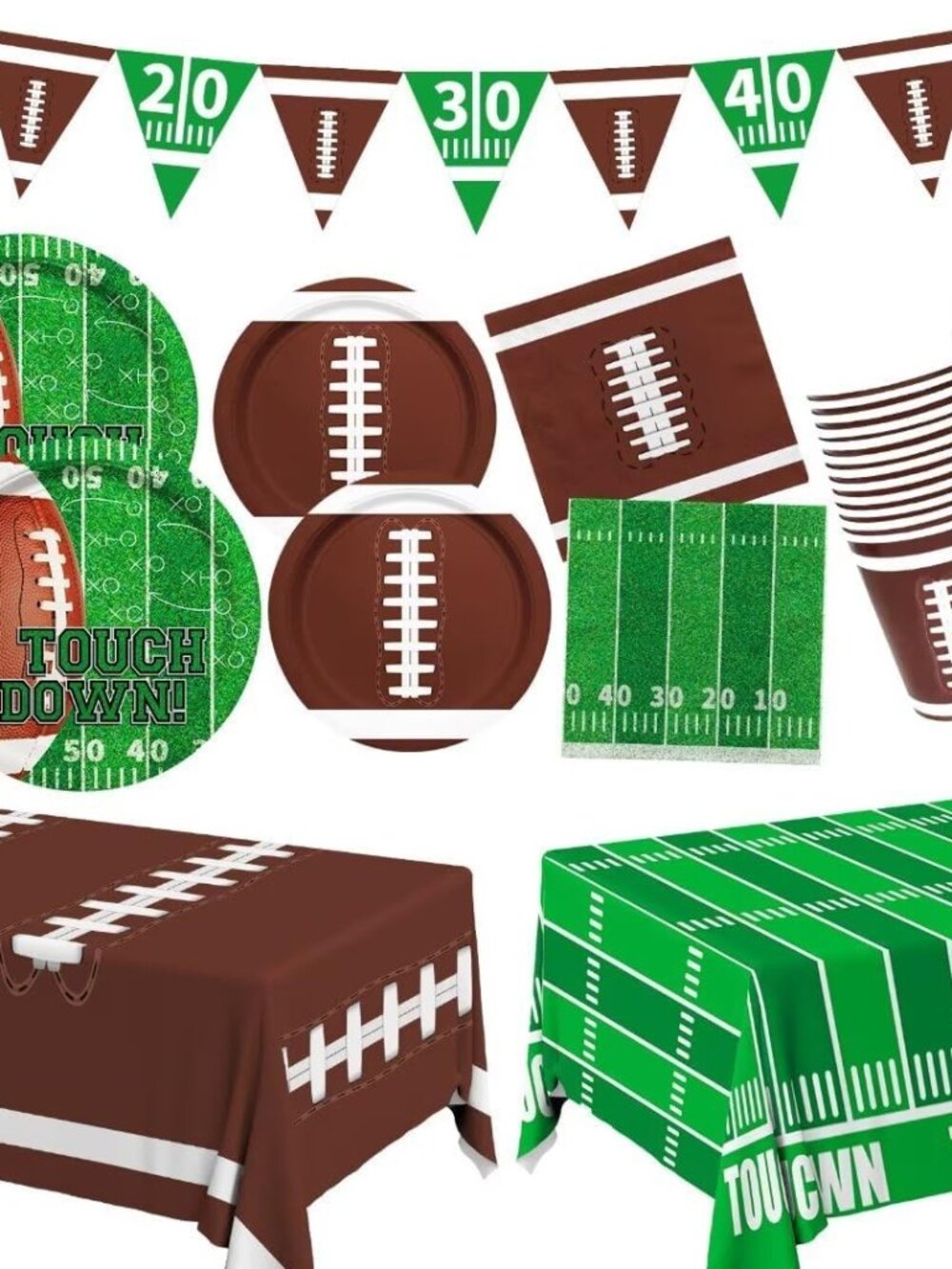 Football Party decorations Kit Serve 24,Includes Dinner Plates, Dessert Plates,